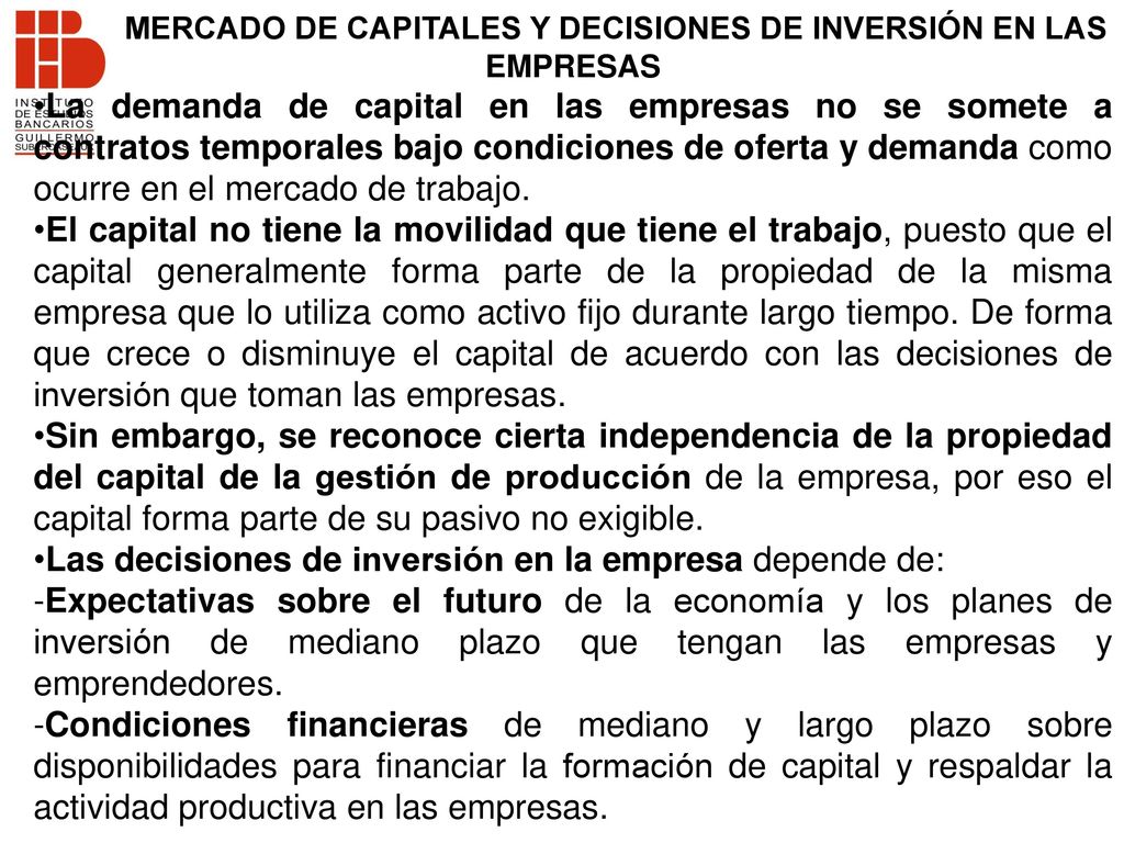 MERCADO DE CAPITALES Y DECISIONES DE INVERSIÓN EN LAS EMPRESAS
