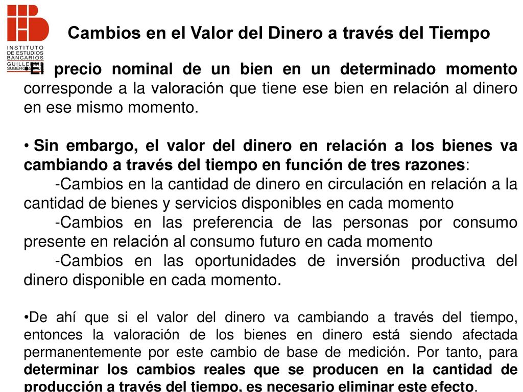 Cambios en el Valor del Dinero a través del Tiempo