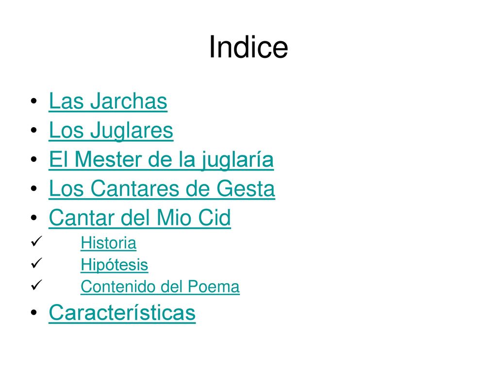Indice Las Jarchas Los Juglares El Mester de la juglaría