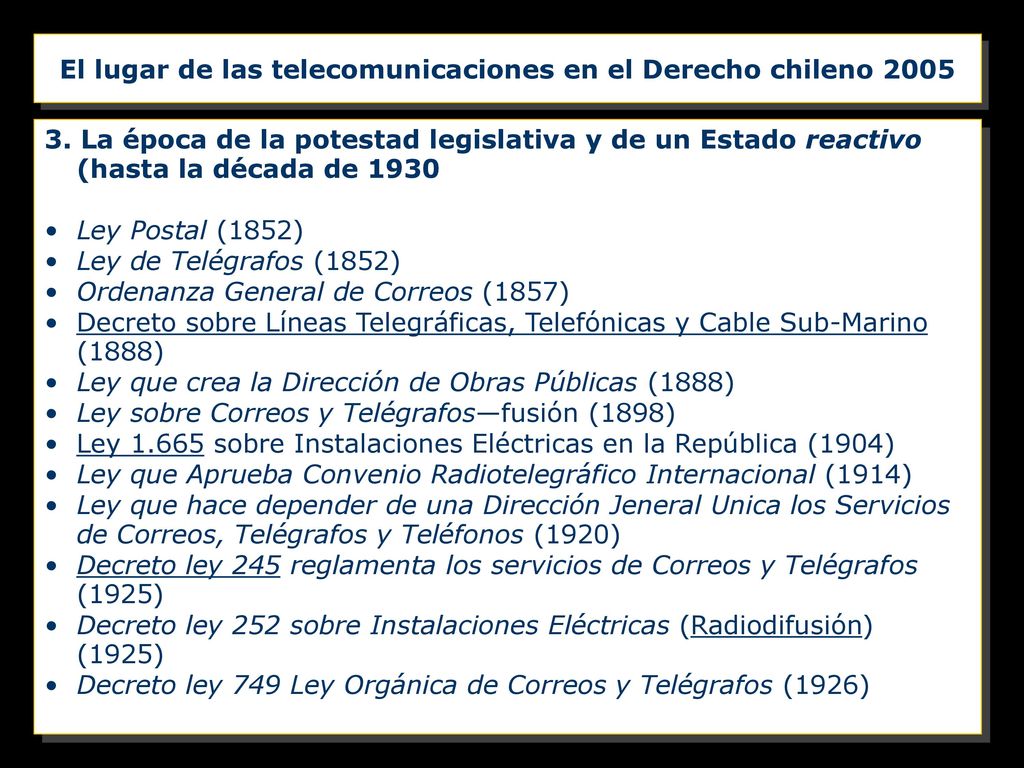 El lugar de las telecomunicaciones en el Derecho chileno 2005