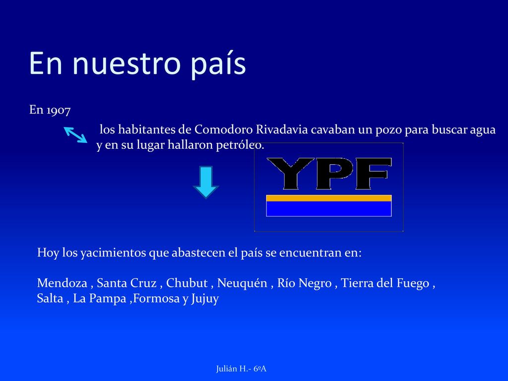 En nuestro país En los habitantes de Comodoro Rivadavia cavaban un pozo para buscar agua y en su lugar hallaron petróleo.