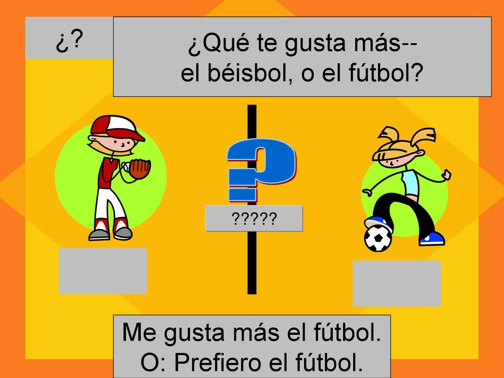 ¿ ¿Qué te gusta más-- el béisbol, o el fútbol