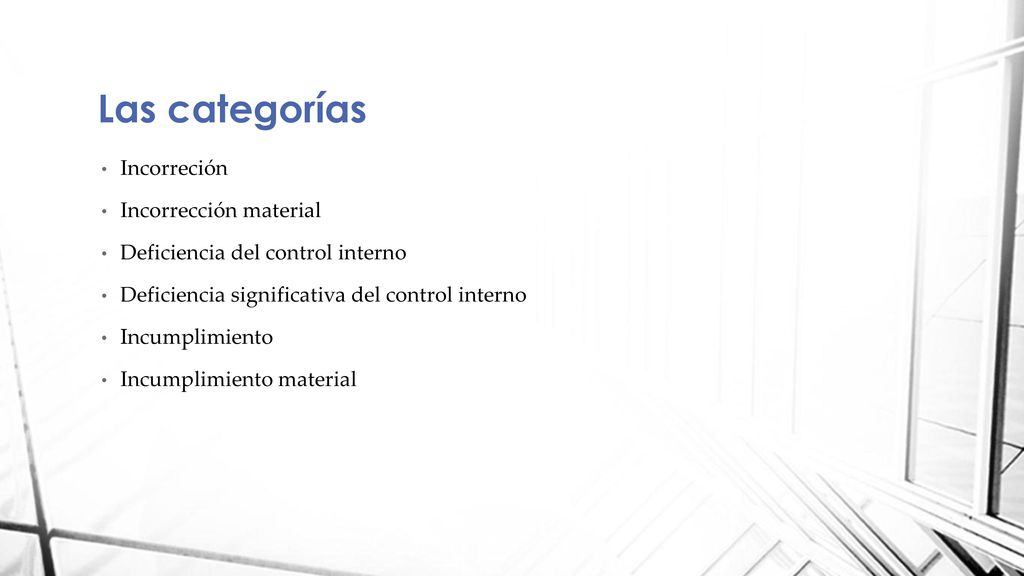 Las categorías Incorreción Incorrección material