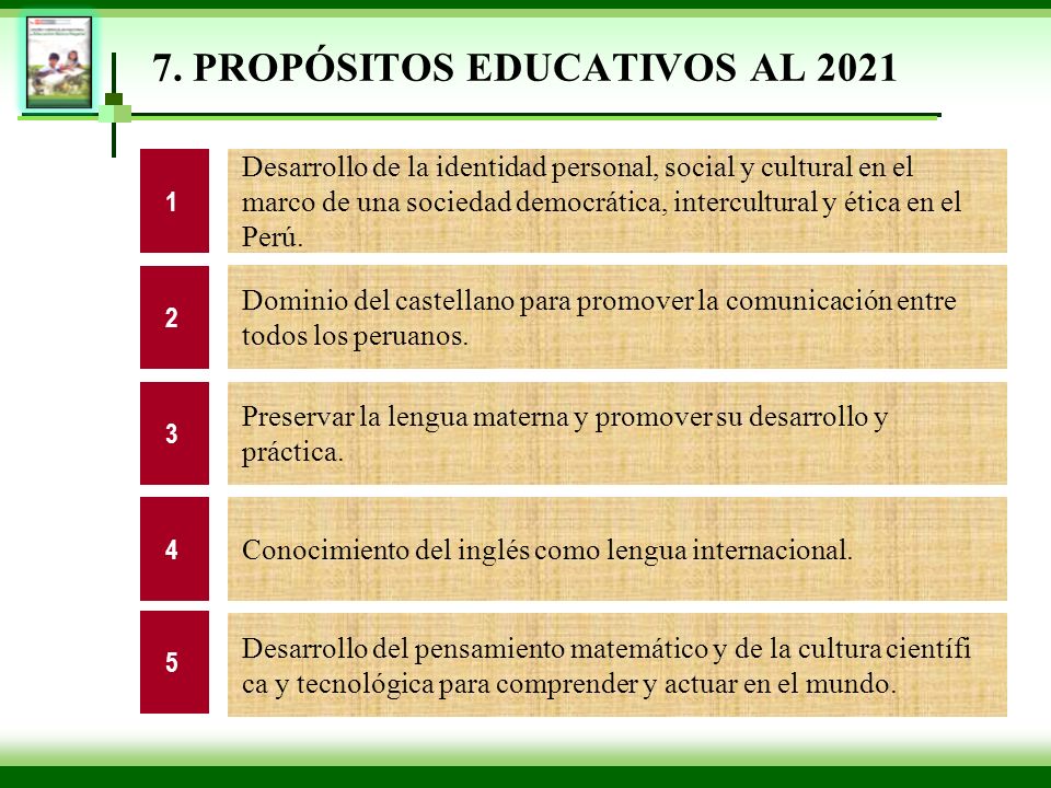 7. PROPÓSITOS EDUCATIVOS AL 2021