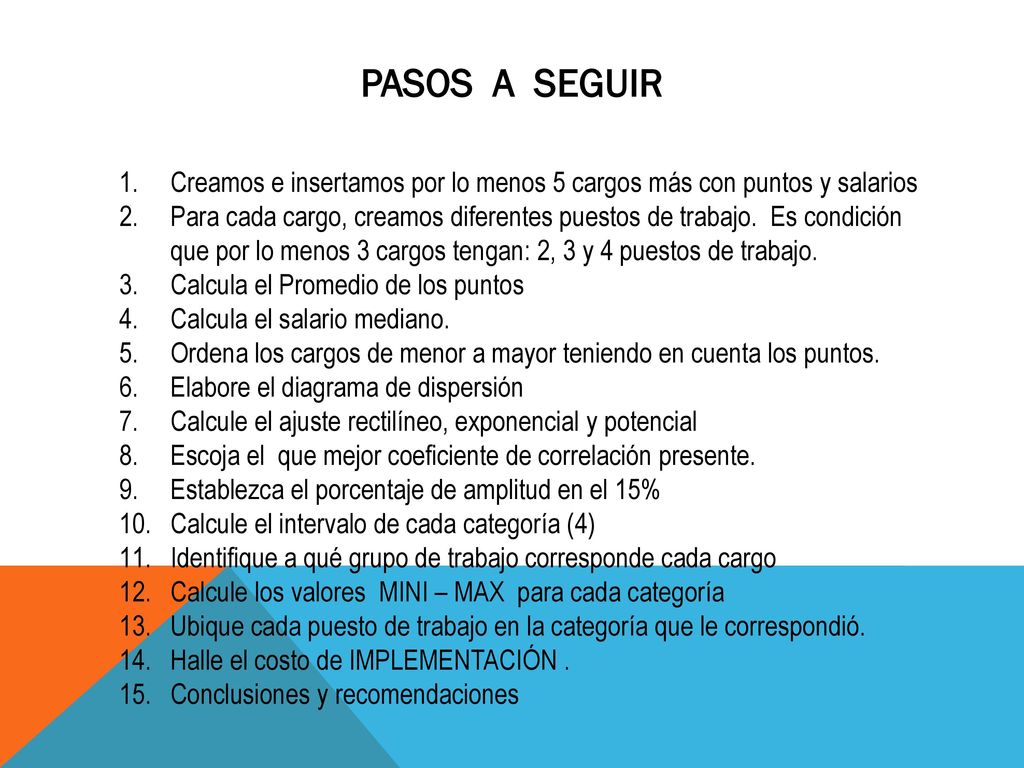 PASOS A SEGUIR Creamos e insertamos por lo menos 5 cargos más con puntos y salarios.