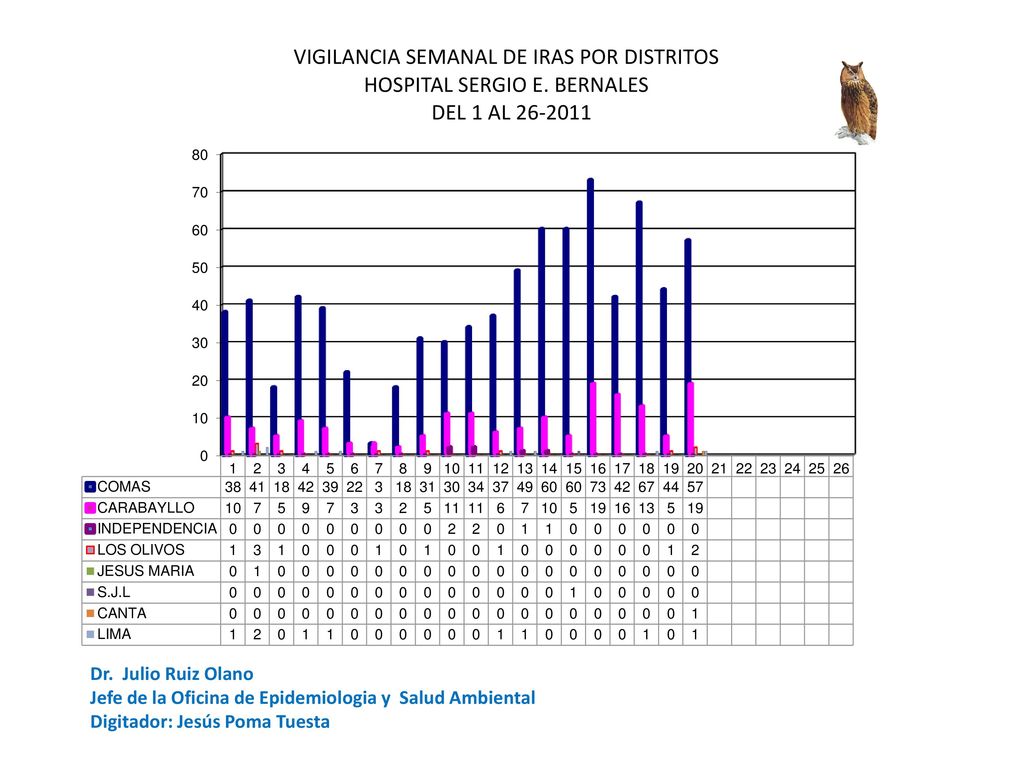 Dr. Julio Ruiz Olano Jefe de la Oficina de Epidemiologia y Salud Ambiental.