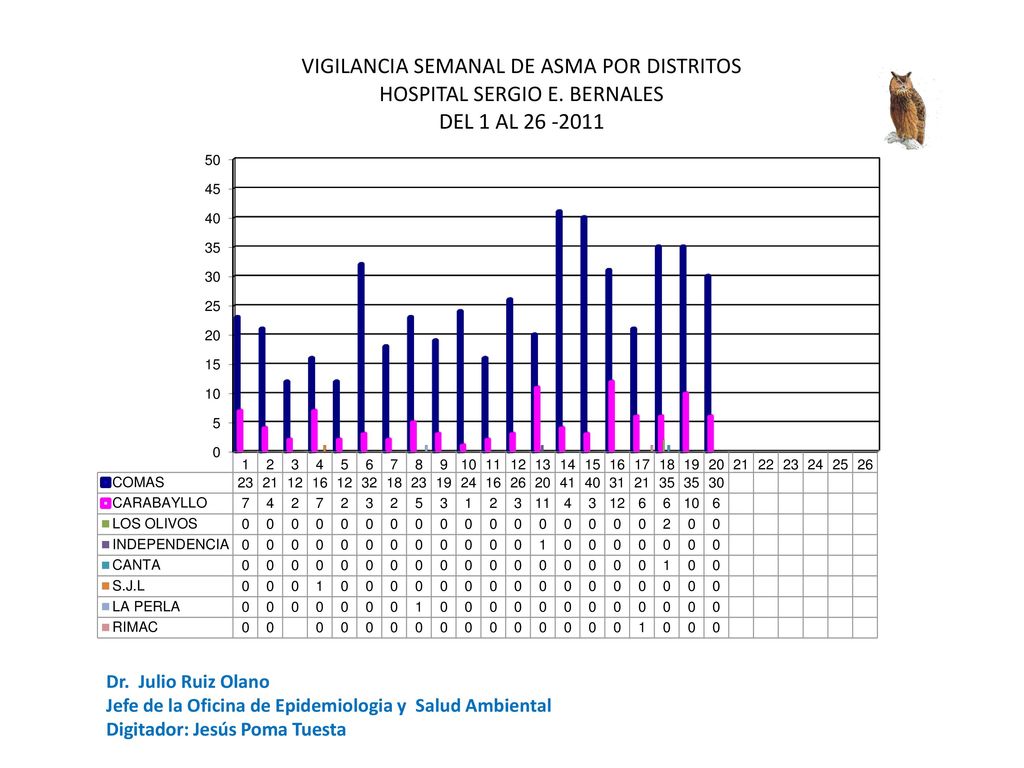 Dr. Julio Ruiz Olano Jefe de la Oficina de Epidemiologia y Salud Ambiental.