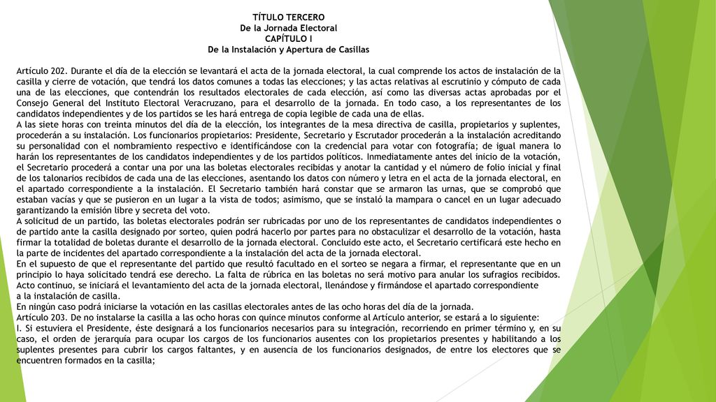 De la Jornada Electoral De la Instalación y Apertura de Casillas