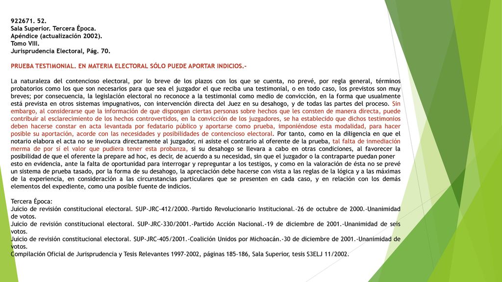 Sala Superior. Tercera Época. Apéndice (actualización 2002). Tomo VIII. Jurisprudencia Electoral, Pág. 70.