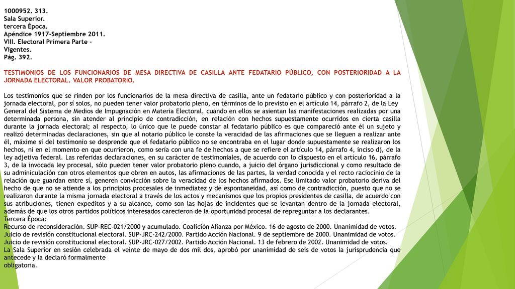 Sala Superior. tercera Época. Apéndice 1917-Septiembre VIII. Electoral Primera Parte –