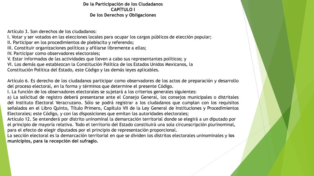 De la Participación de los Ciudadanos De los Derechos y Obligaciones