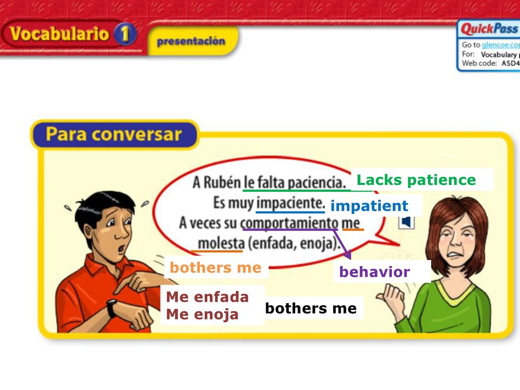 Lacks patience impatient bothers me behavior Me enfada Me enoja bothers me