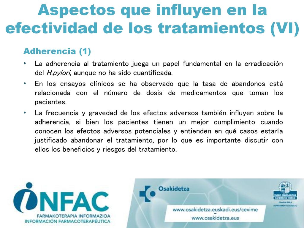 Aspectos que influyen en la efectividad de los tratamientos (VI)