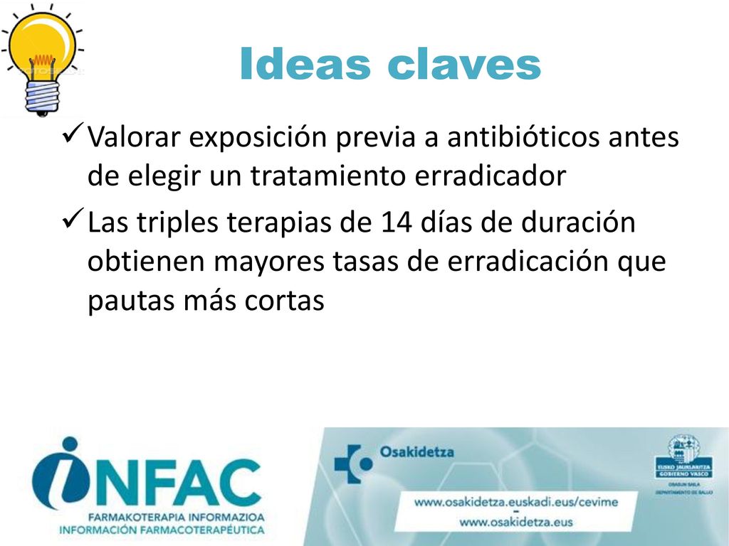 Ideas claves Valorar exposición previa a antibióticos antes de elegir un tratamiento erradicador.