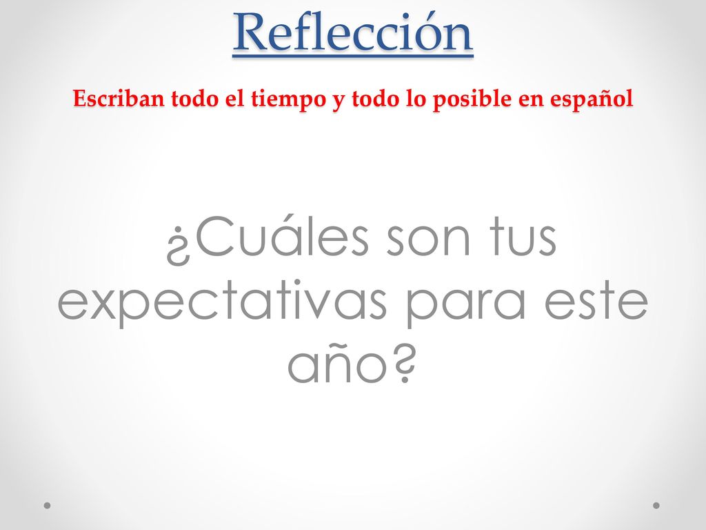 Reflección Escriban todo el tiempo y todo lo posible en español