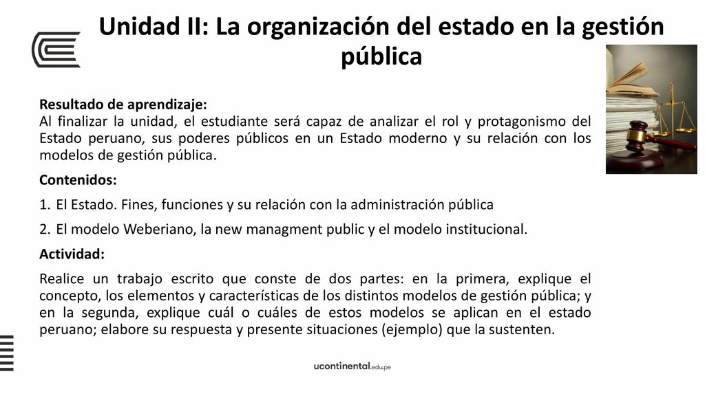 Unidad II: La organización del estado en la gestión pública