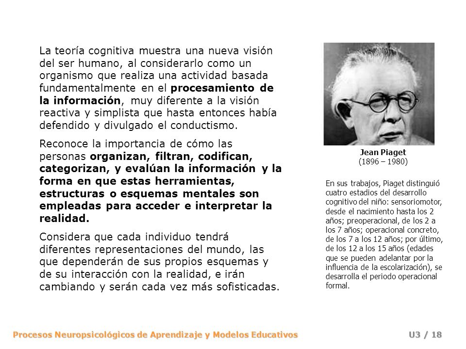 La teoría cognitiva muestra una nueva visión del ser humano, al considerarlo como un organismo que realiza una actividad basada fundamentalmente en el procesamiento de la información, muy diferente a la visión reactiva y simplista que hasta entonces había defendido y divulgado el conductismo.