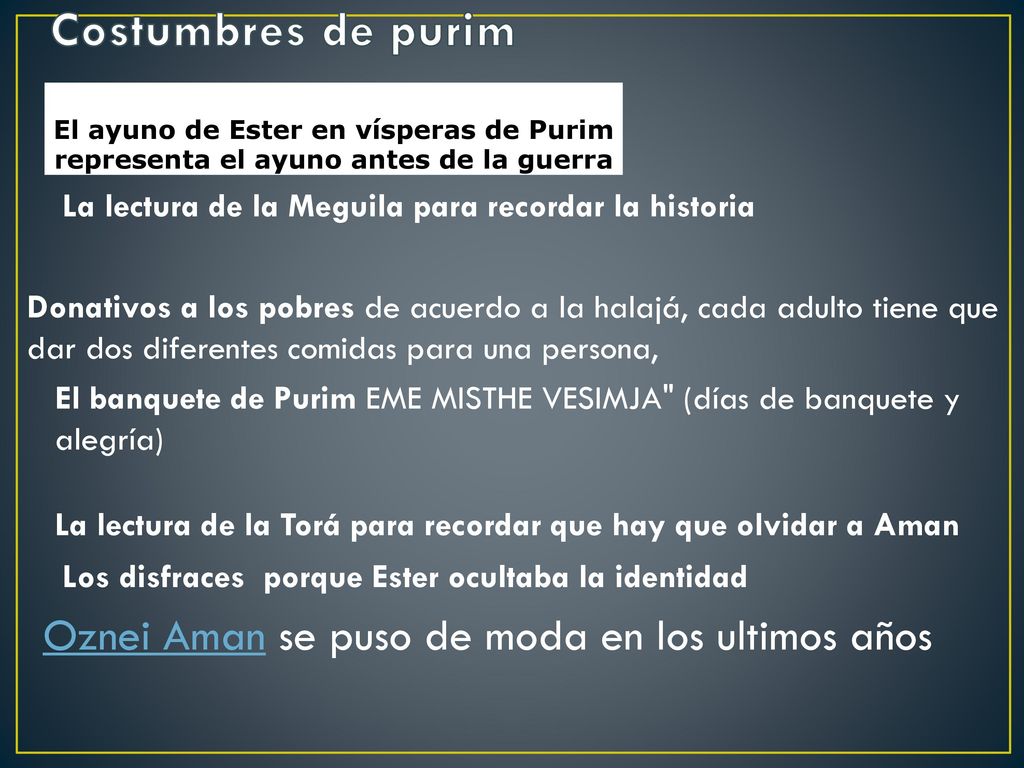 Costumbres de purim Oznei Aman se puso de moda en los ultimos años