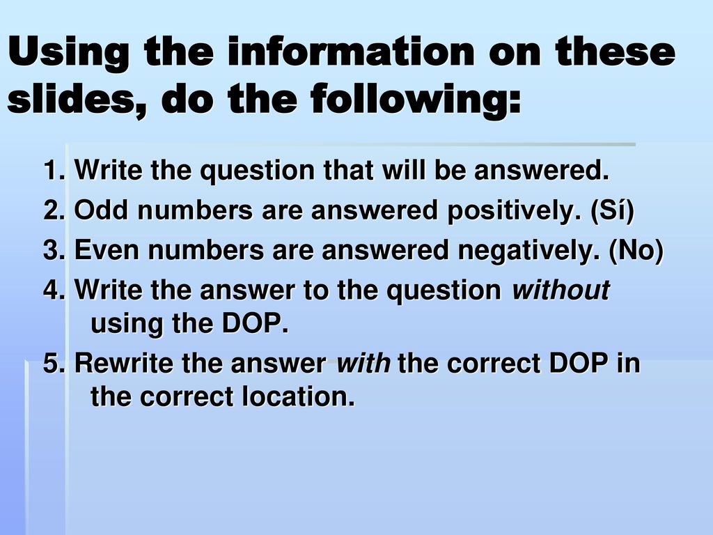 Using the information on these slides, do the following:
