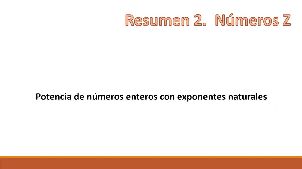 Resumen 2. Números Z Potencia de números enteros con exponentes naturales