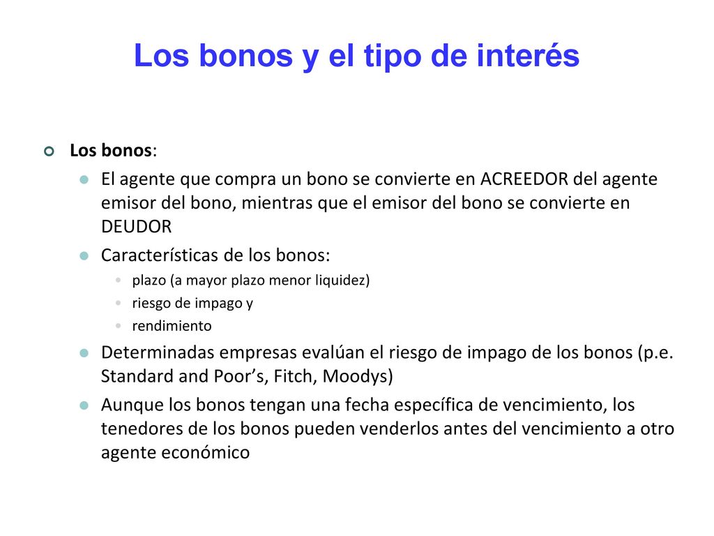 Los bonos y el tipo de interés