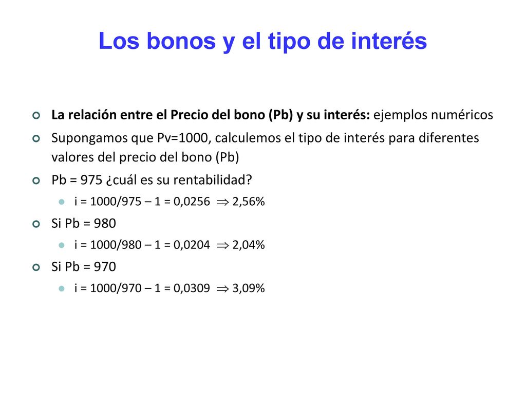 Los bonos y el tipo de interés