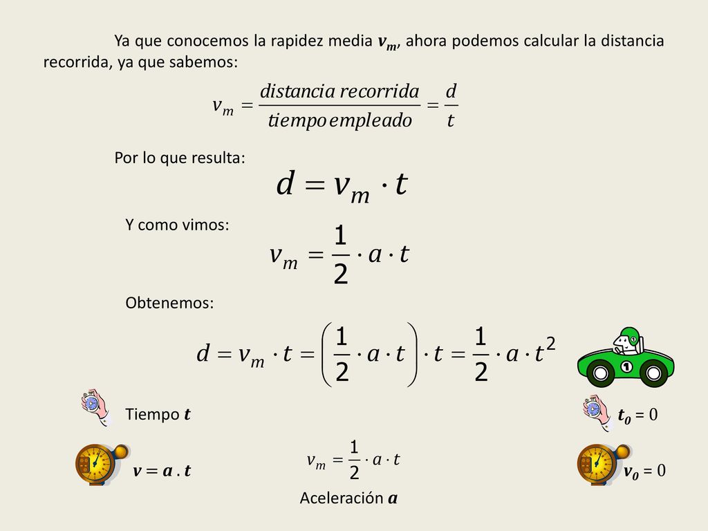 Ya que conocemos la rapidez media vm, ahora podemos calcular la distancia recorrida, ya que sabemos: