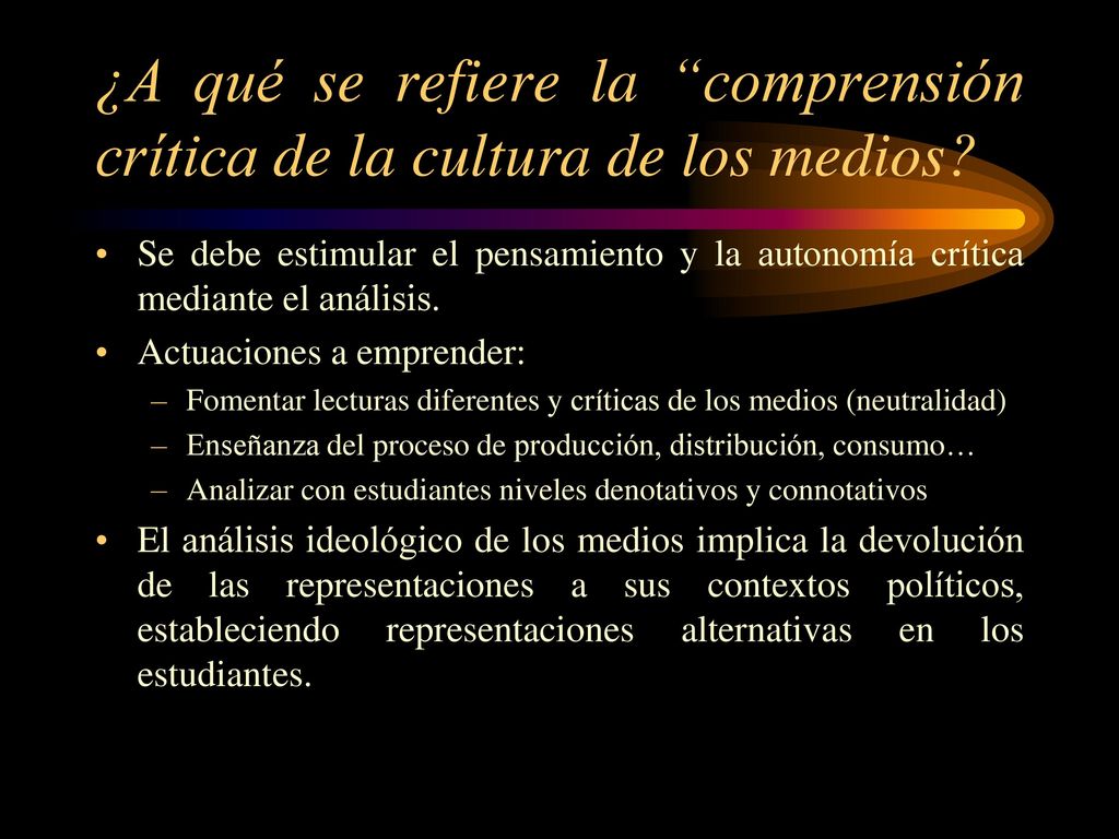¿A qué se refiere la comprensión crítica de la cultura de los medios