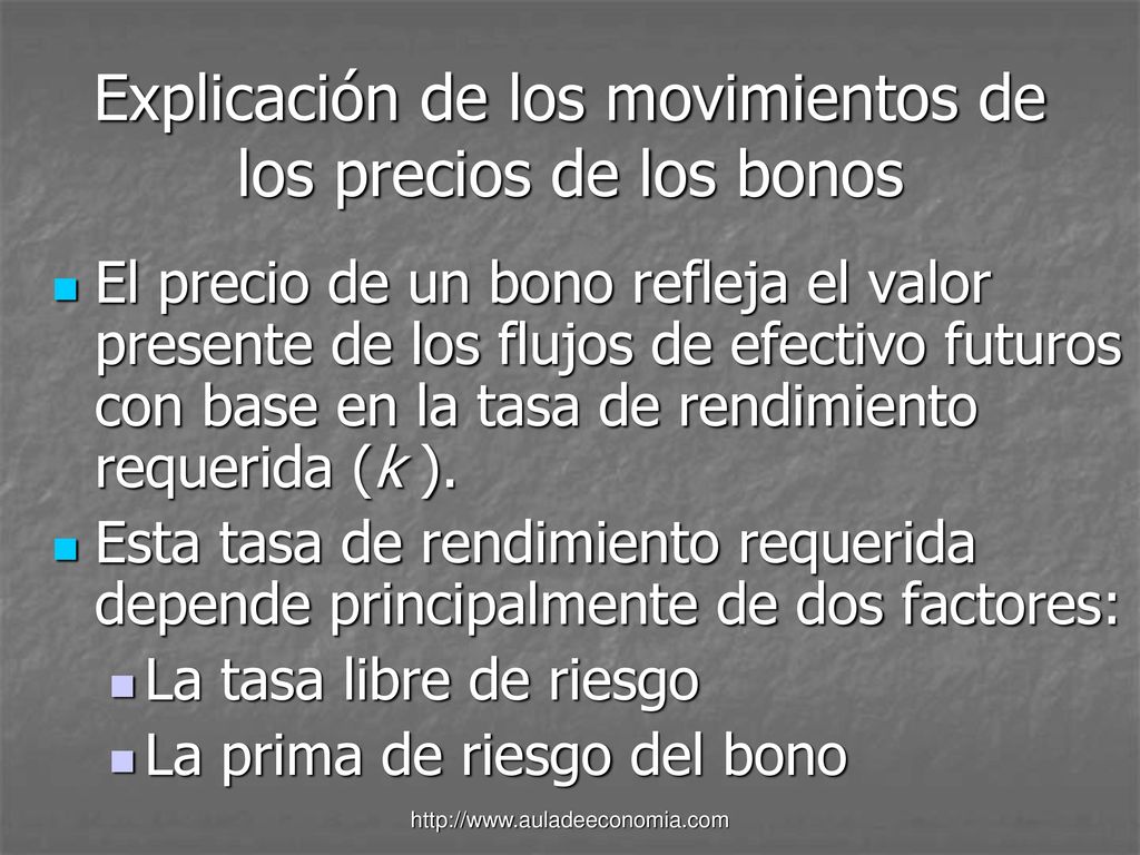 Explicación de los movimientos de los precios de los bonos