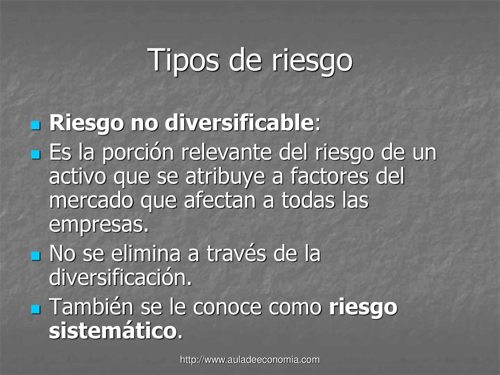 Tipos de riesgo Riesgo no diversificable: