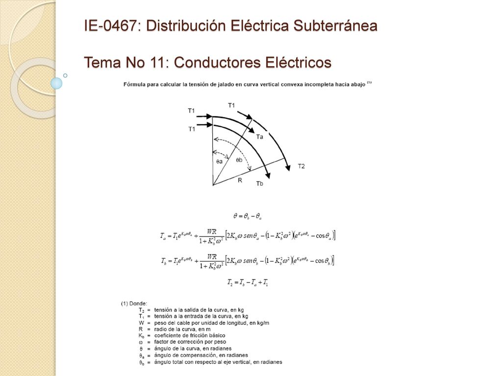 IE-0467: Distribución Eléctrica Subterránea Tema No 11: Conductores Eléctricos