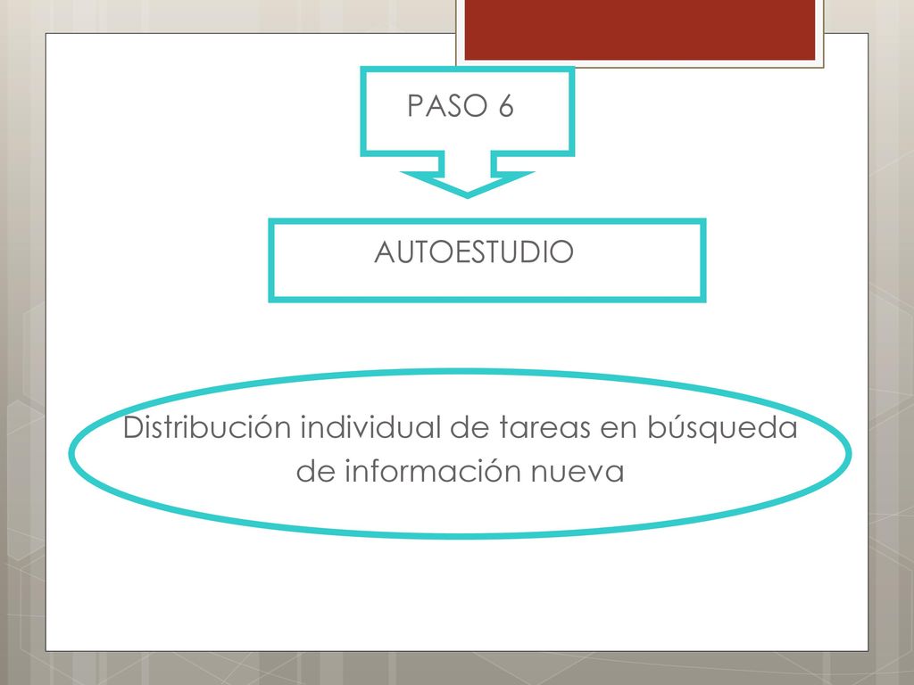 PASO 6 AUTOESTUDIO Distribución individual de tareas en búsqueda de información nueva