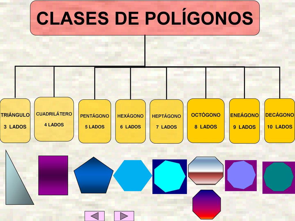 CLASES DE POLÍGONOS TRIÁNGULO 3 LADOS OCTÓGONO 8 LADOS ENEÁGONO