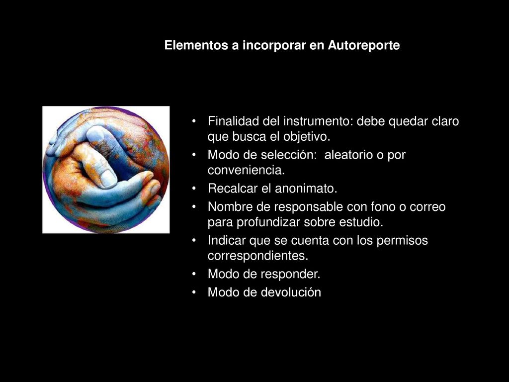Elementos a incorporar en Autoreporte