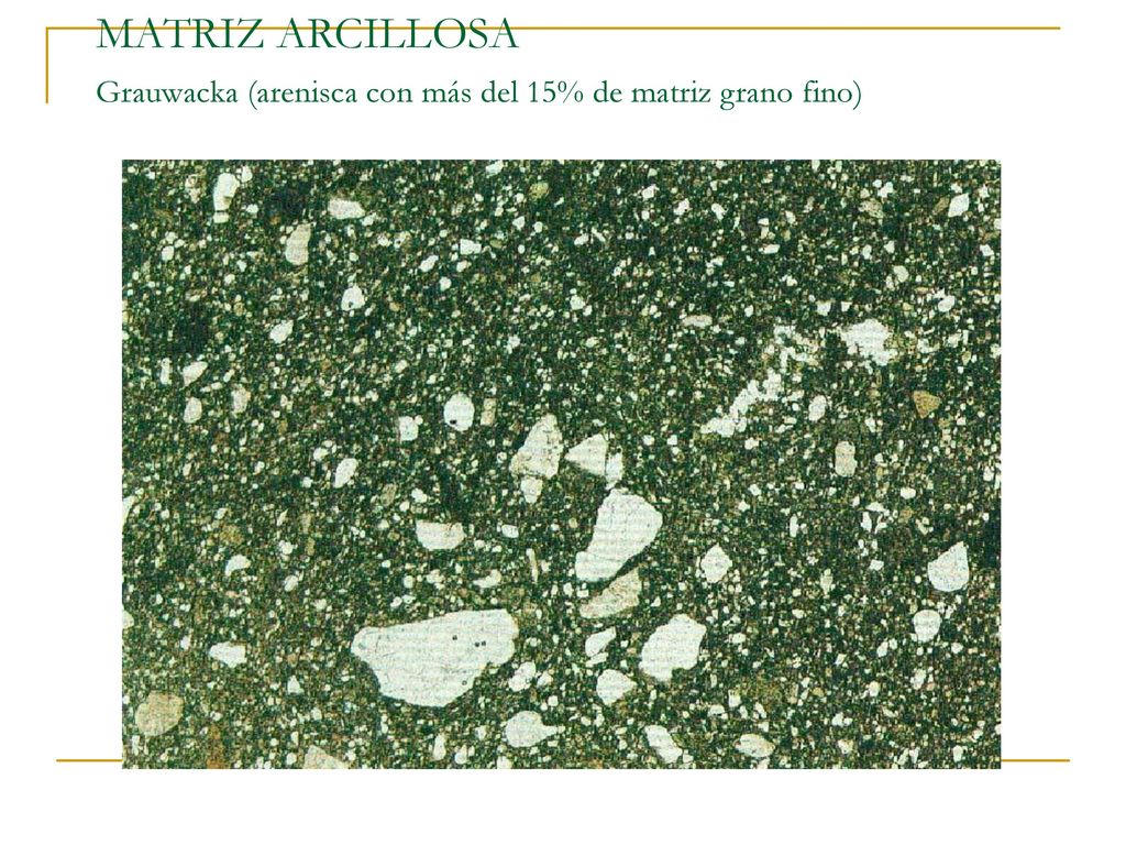 MATRIZ ARCILLOSA Grauwacka (arenisca con más del 15% de matriz grano fino)