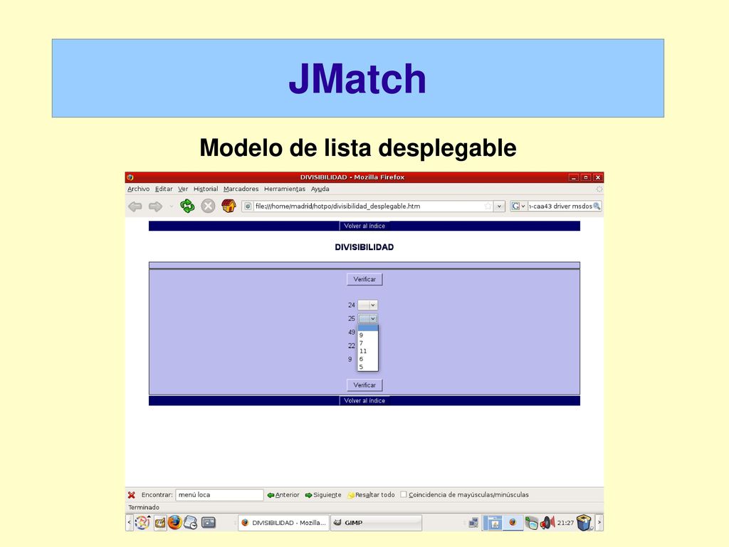 Modelo de lista desplegable