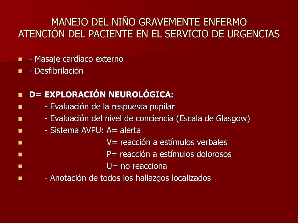 MANEJO DEL NIÑO GRAVEMENTE ENFERMO ATENCIÓN DEL PACIENTE EN EL SERVICIO DE URGENCIAS