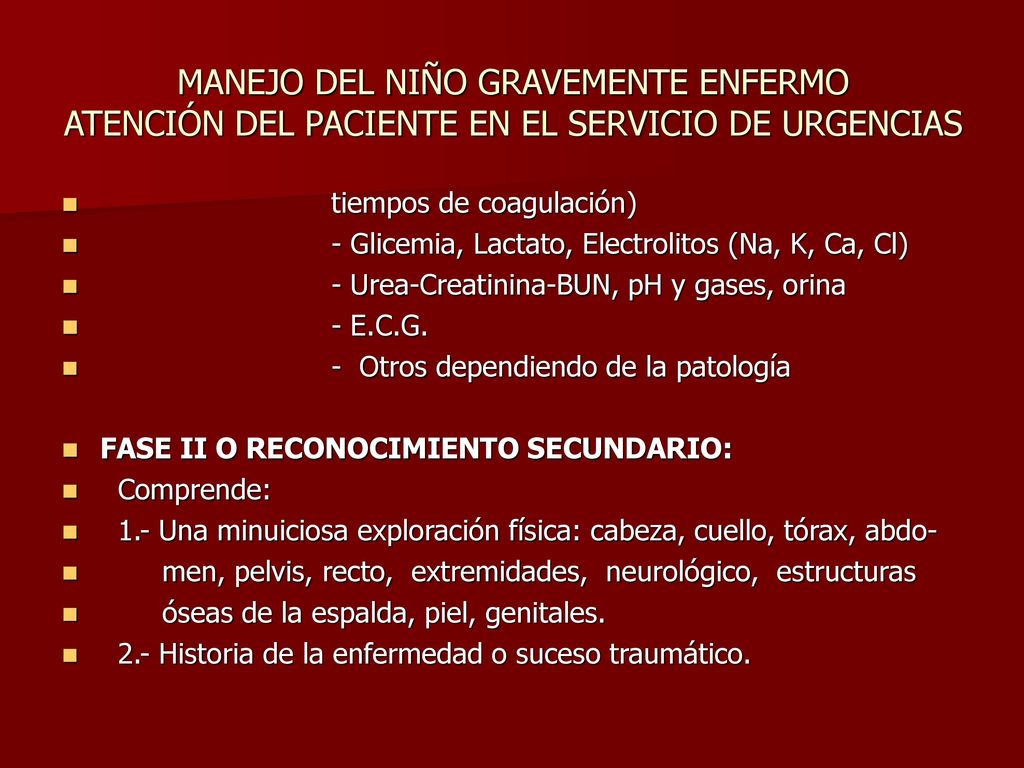 MANEJO DEL NIÑO GRAVEMENTE ENFERMO ATENCIÓN DEL PACIENTE EN EL SERVICIO DE URGENCIAS