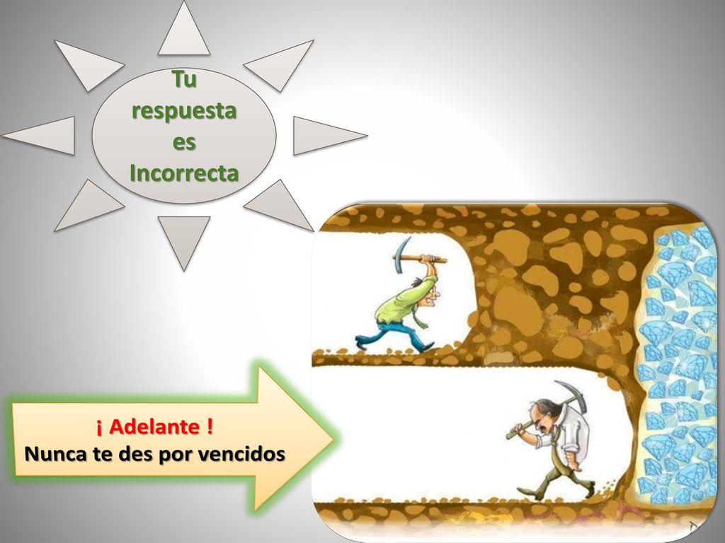 Tu respuesta es Incorrecta Nunca te des por vencidos