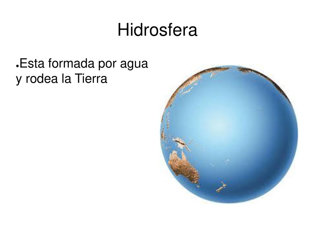 Hidrosfera Esta formada por agua y rodea la Tierra