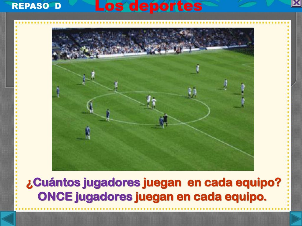 Los deportes ¿Cuántos jugadores juegan en cada equipo