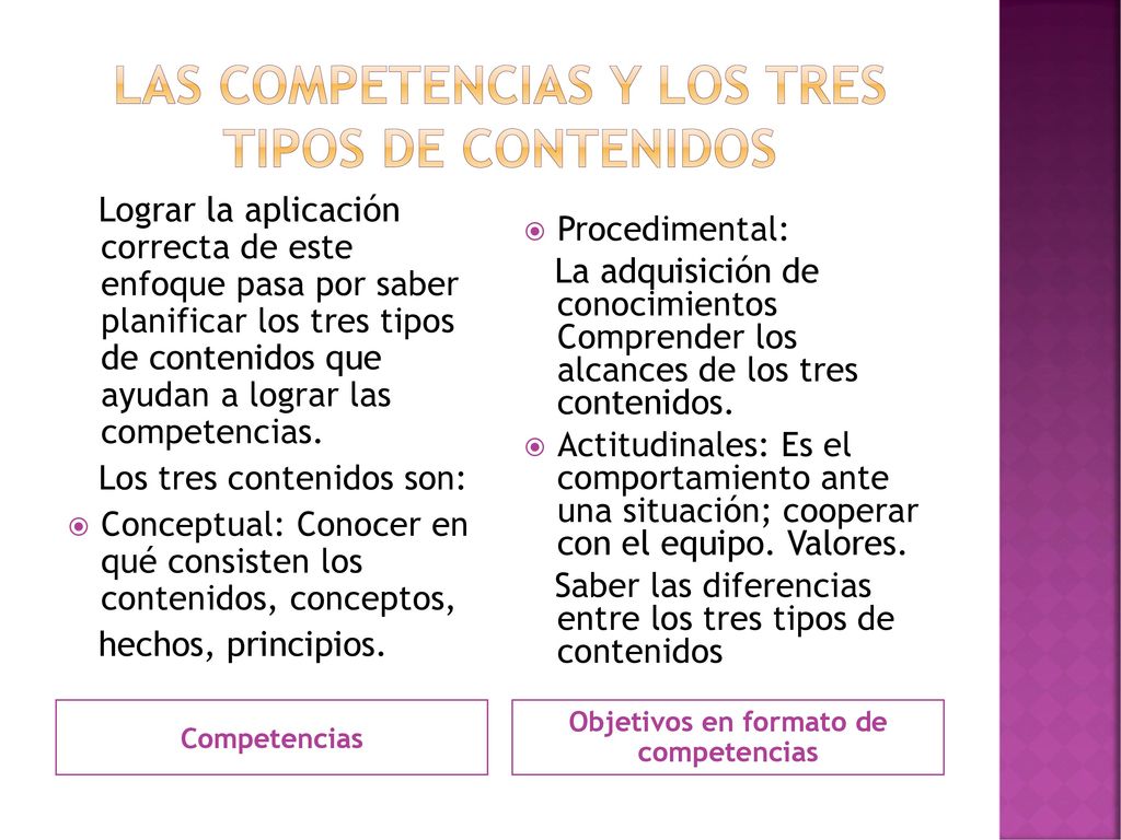 Las competencias y los tres tipos de contenidos