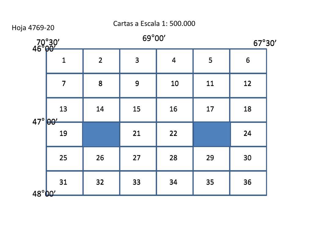 Cartas a Escala 1: Hoja °00’ 69°00’ 70°30’ 70°30’ 67°30’ 67°30’ 46°00’ 46°00’