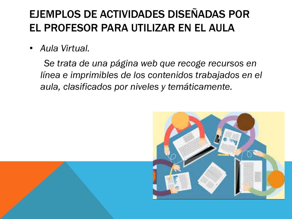 Ejemplos de actividades diseñadas por el profesor para utilizar en el aula
