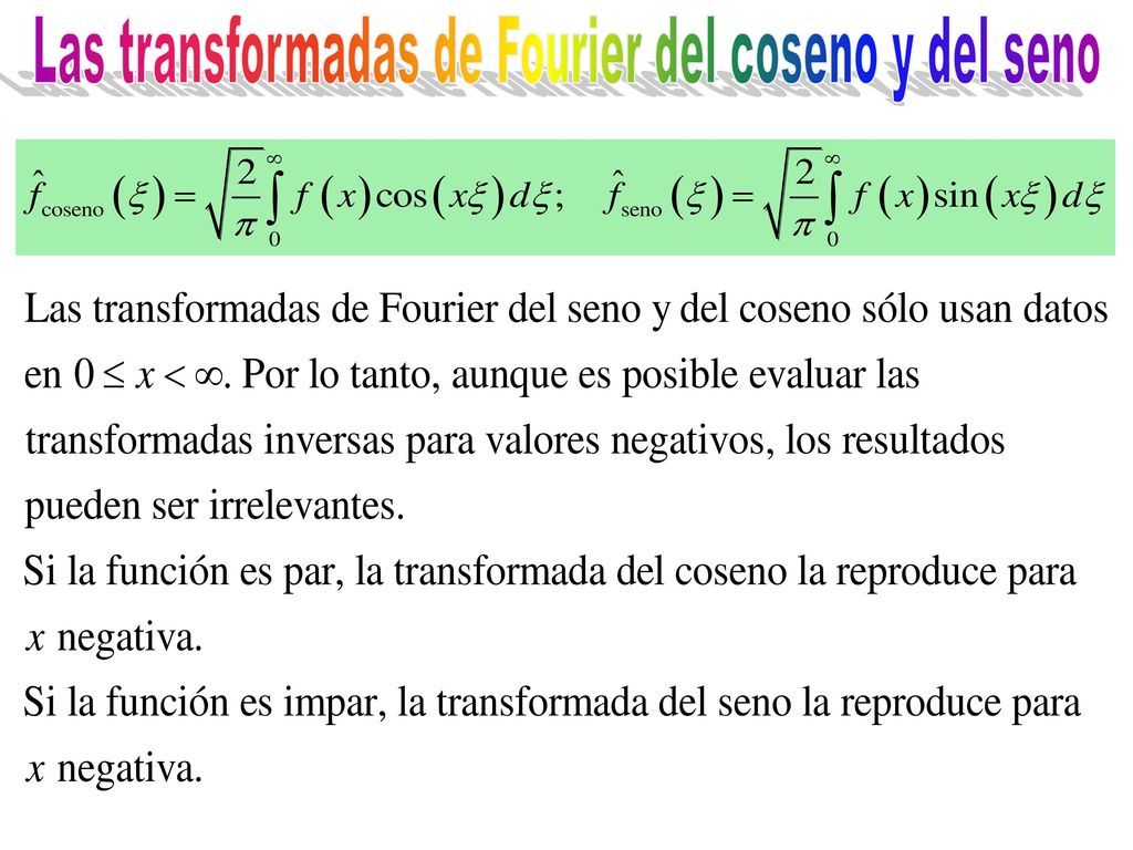 Las transformadas de Fourier del coseno y del seno