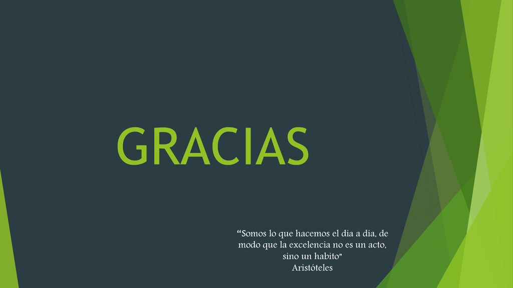 GRACIAS Somos lo que hacemos el día a día, de modo que la excelencia no es un acto, sino un habito