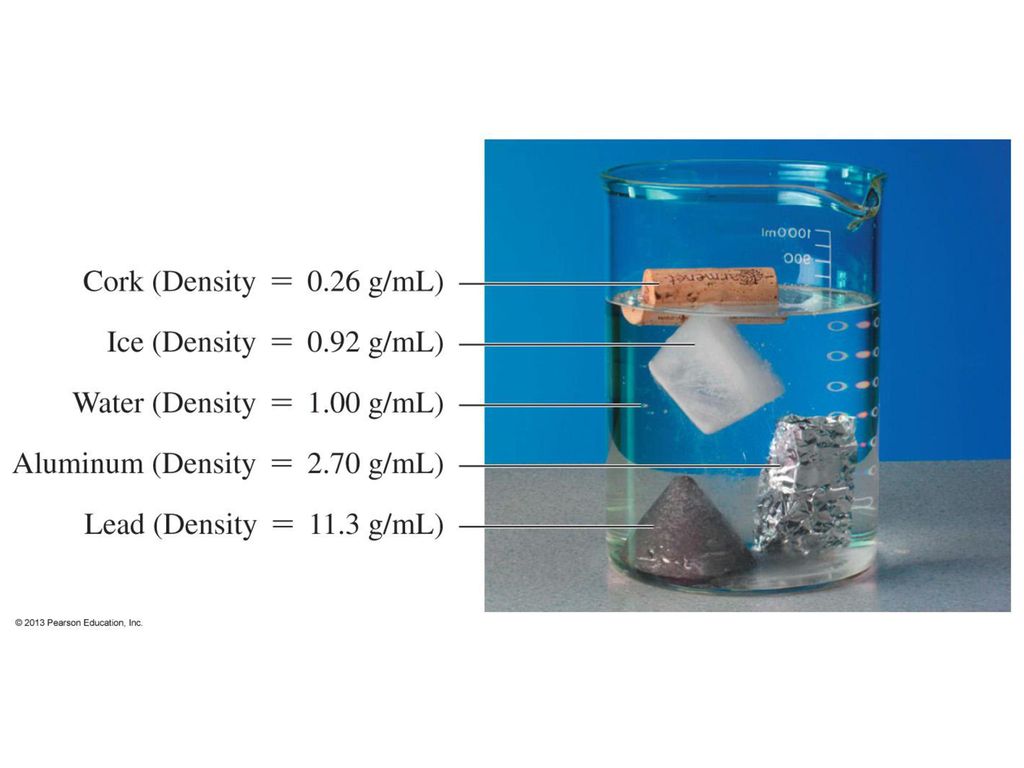 Figure 1.11 Objects that sink in water are more dense than water; objects that float are less dense.