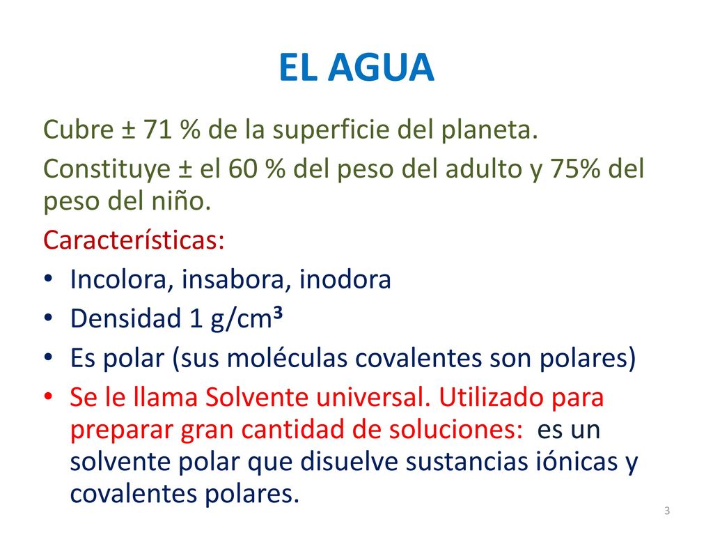 EL AGUA Cubre ± 71 % de la superficie del planeta.