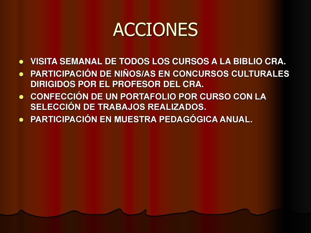 ACCIONES VISITA SEMANAL DE TODOS LOS CURSOS A LA BIBLIO CRA.
