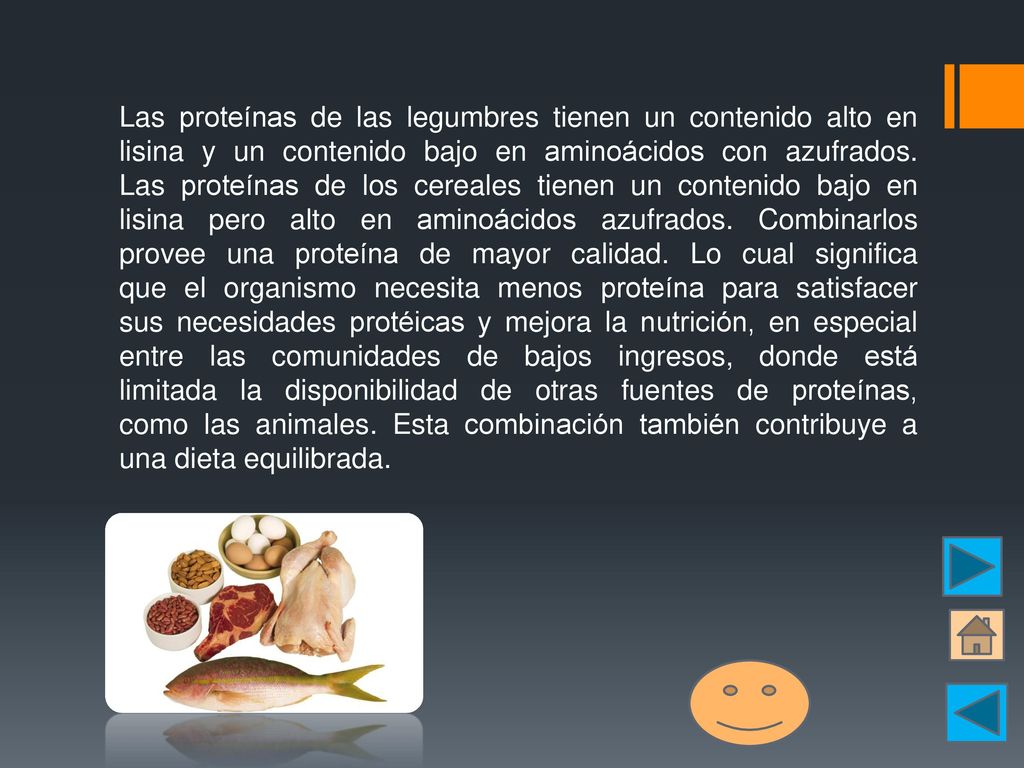 Las proteínas de las legumbres tienen un contenido alto en lisina y un contenido bajo en aminoácidos con azufrados.